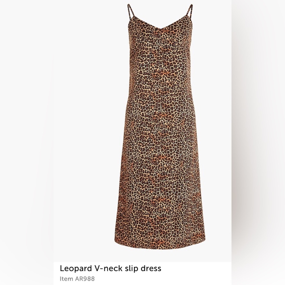 J.CREW V-Neck Leopard Slip Dress Size: 8